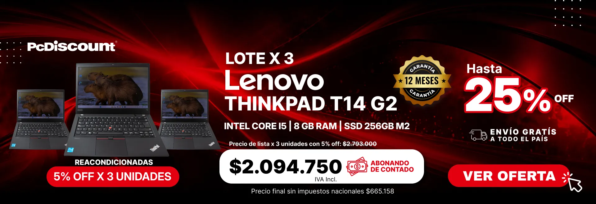 Banner promocional Lenovo ThinkPad T14 G2 para PyMEs