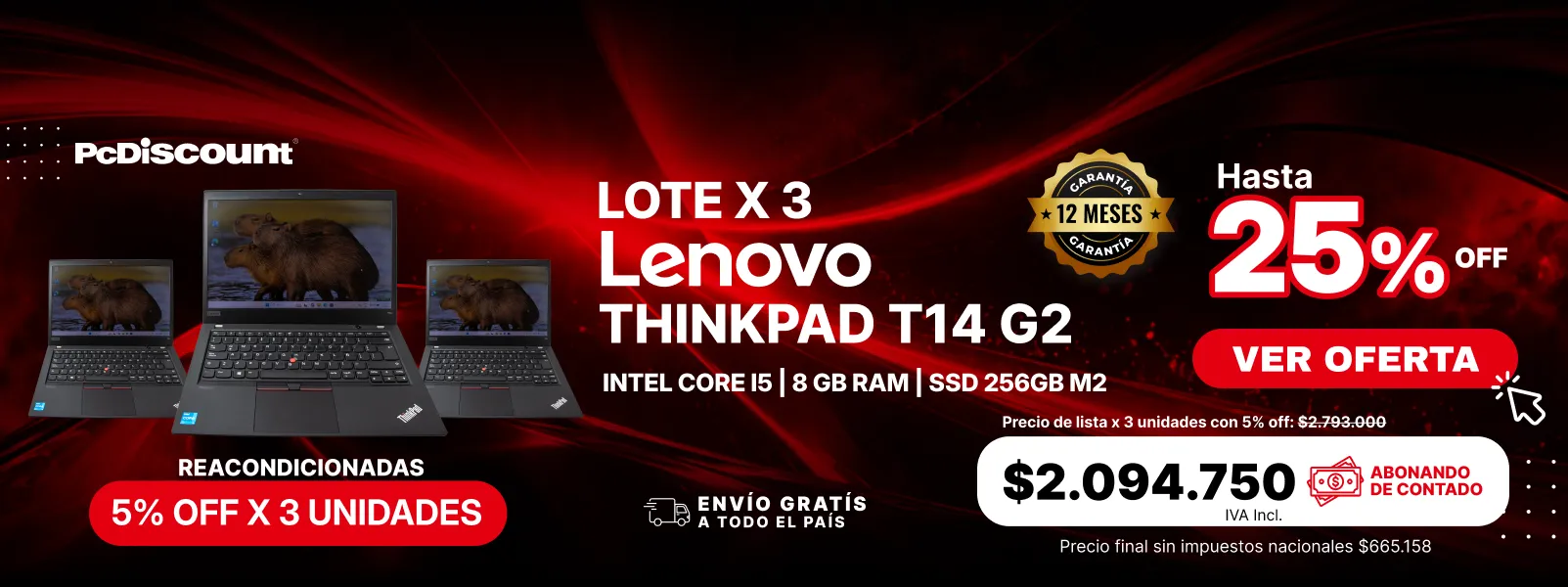 Banner promocional Lenovo ThinkPad T14 G2 para PyMEs